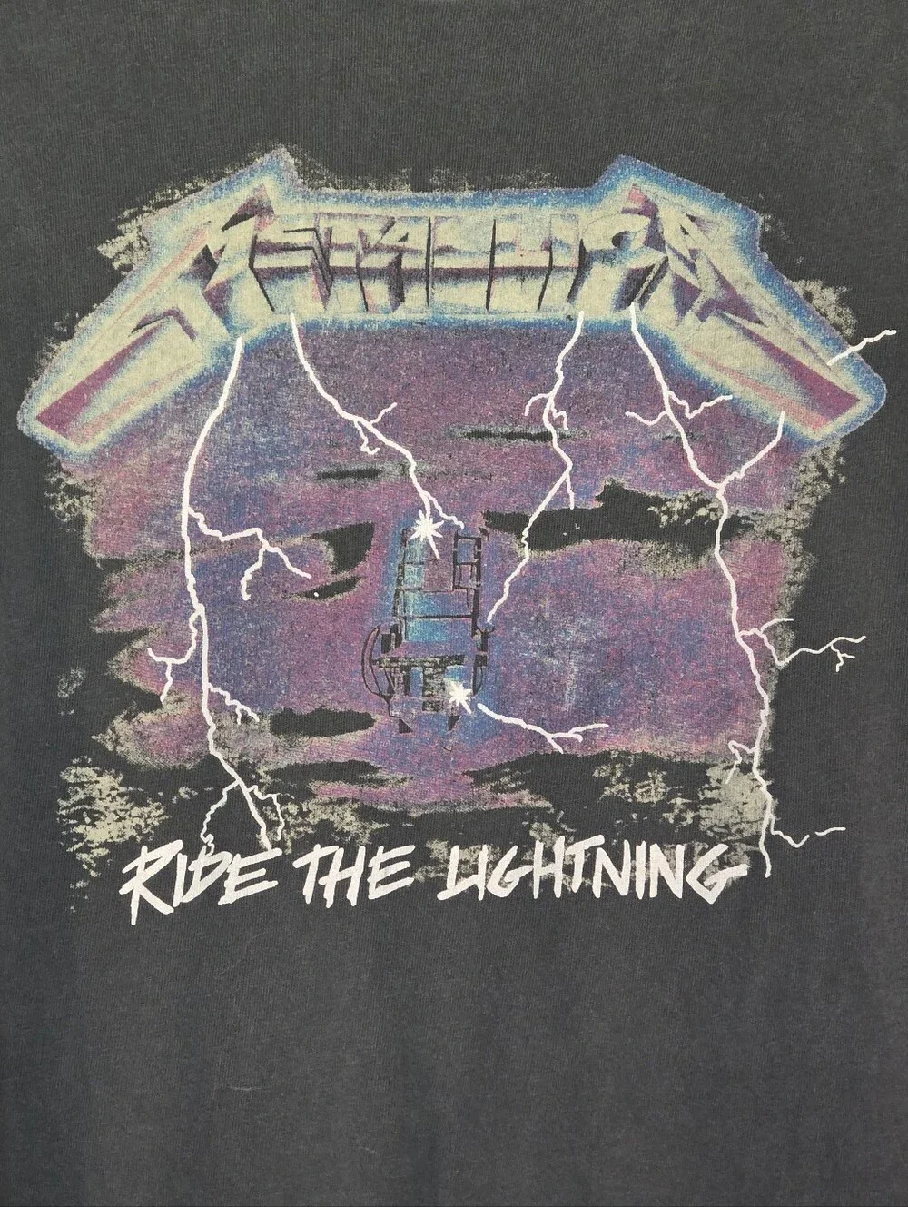 Metallica Ride The Lightning Crew Neck Shirt Blue Vintage Style Mens Large / XL